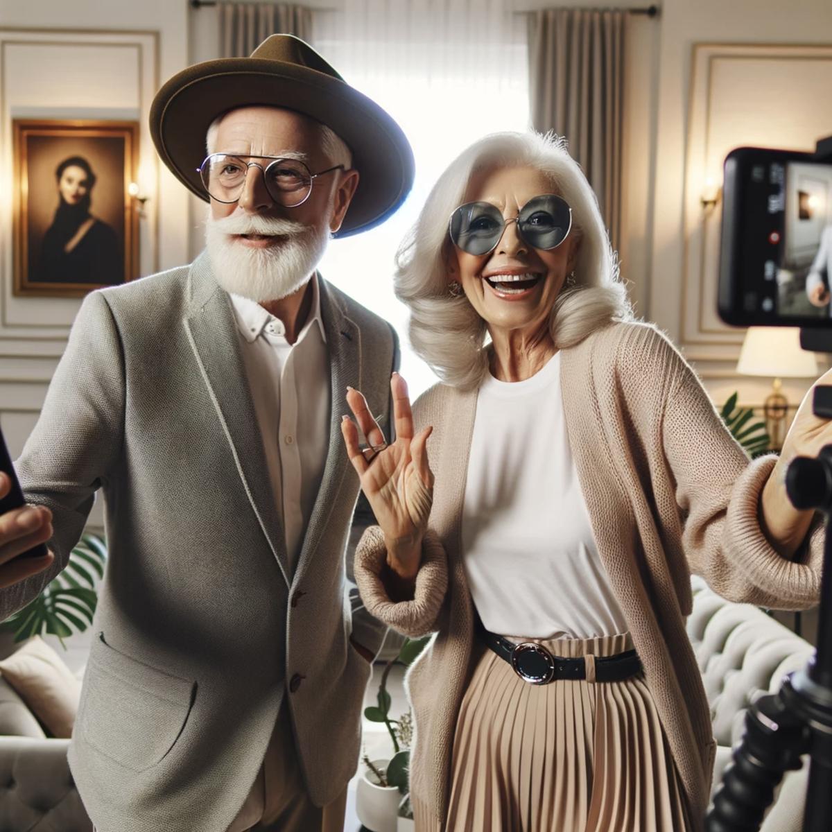 Two senior creators filming themselves