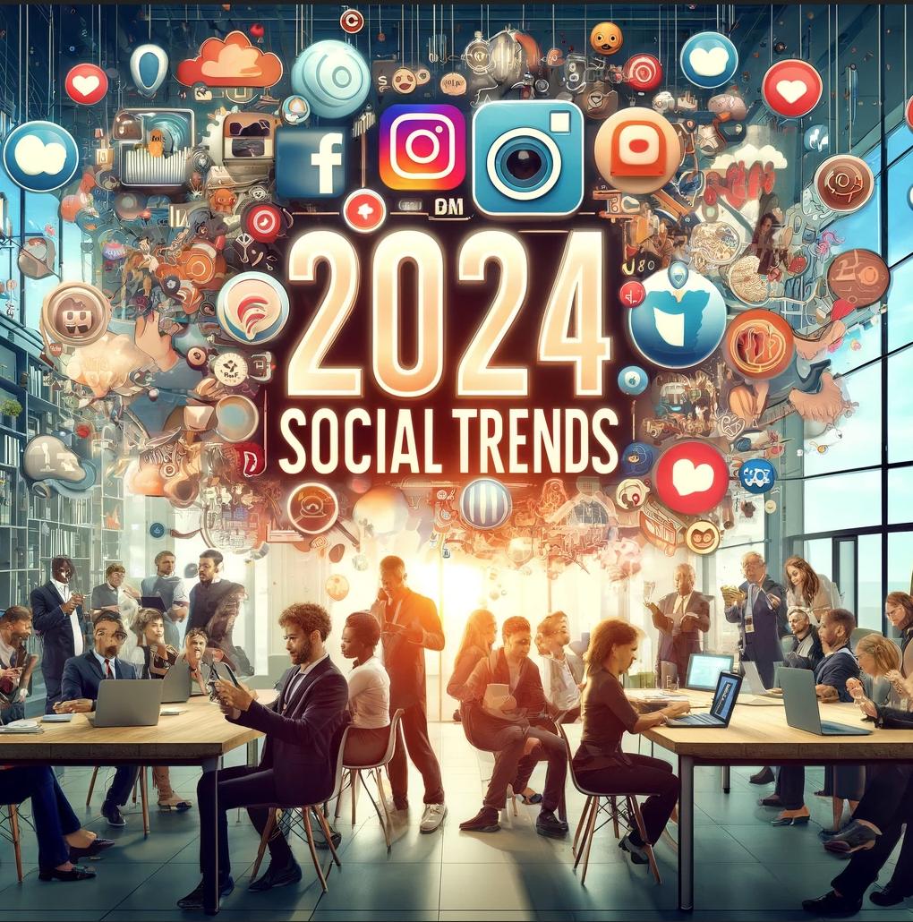 Collage of 2024 social media trends